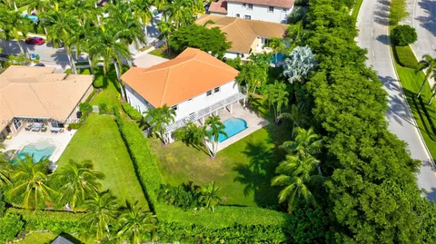an aerial view of a residential houses