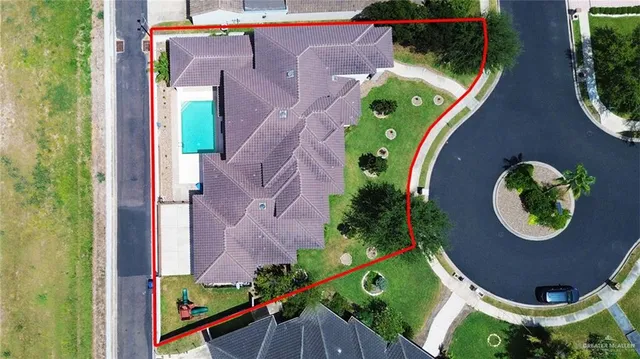 an aerial view of a house