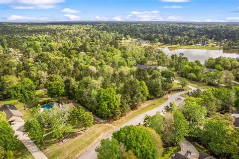 a view of a lake with a city