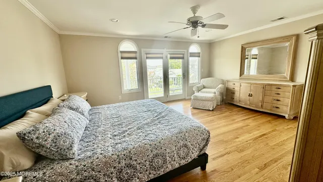 a bedroom with a bed and furniture