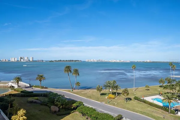 a view of a city with tall buildings in the background