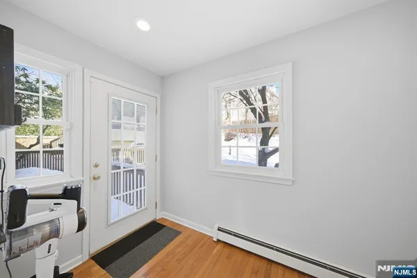 an empty room with windows