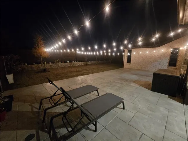 a lobby with a chandelier