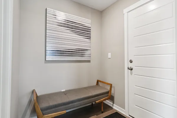 a room with a bed and a window