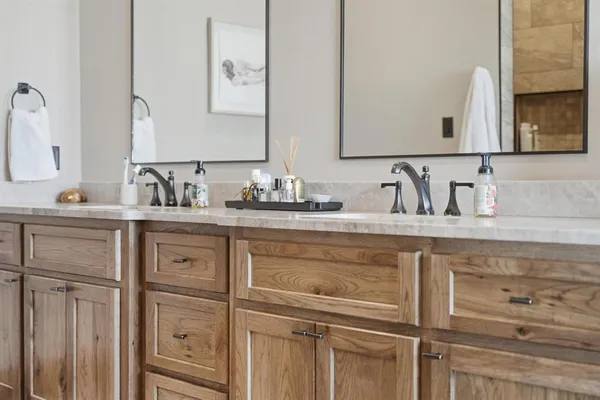a bathroom with a bathtub