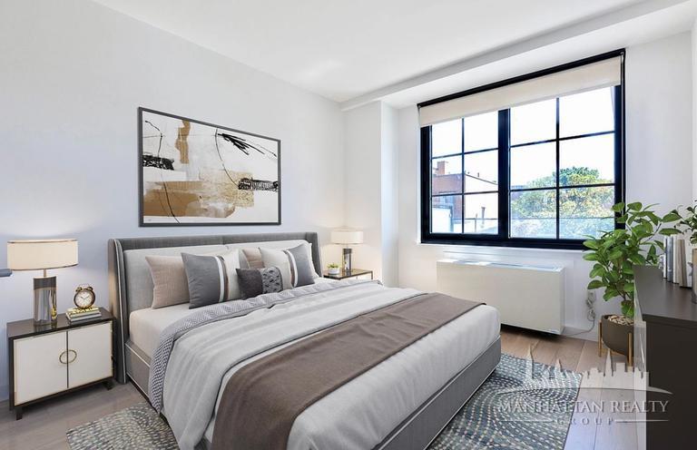 144-74 Northern Boulevard, Unit PHJ Queens, NY 11354 - Photo 2 of 13 a bedroom with a large bed and a window