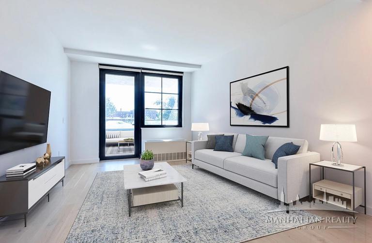 144-74 Northern Boulevard, Unit PHJ Queens, NY 11354 - Photo 5 of 13 a living room with furniture and a flat screen tv