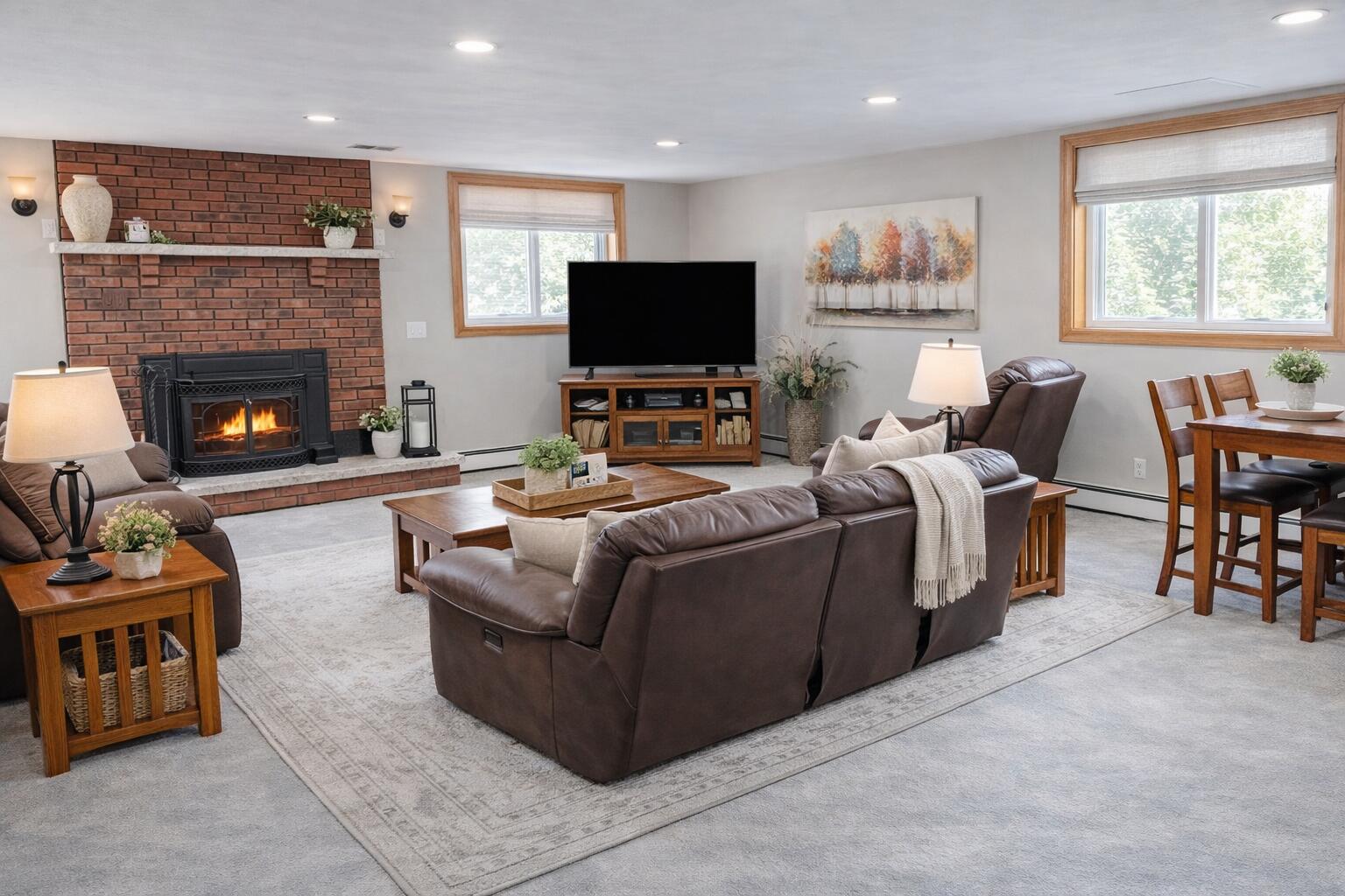 N5748 Metovale Road Metomen, WI 53919 - Photo 19 of 34 Try not to get cozy in this space, including a natural fireplace that will warm the whole house (fp redone in 2020).