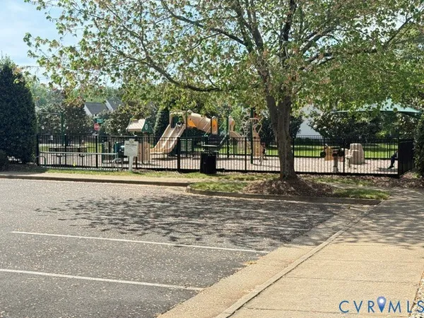 a view of a park with swings