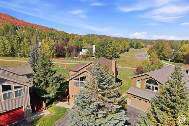 7396 Brook Hollow Loop Road Park City, UT 84098 - Photo 38 of 60 Property featuring a sloped roof, an attached garage, a multi-pane window, and surrounding mature trees