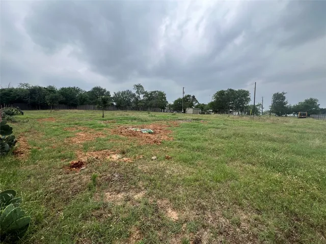 a view of a field with an ocean