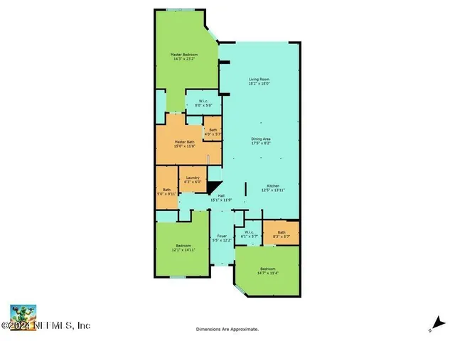 a dining room with furniture and a floor to ceiling window