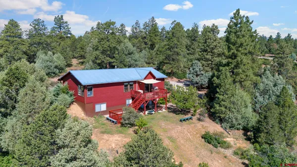 an aerial view of a house