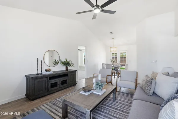 a living room with furniture