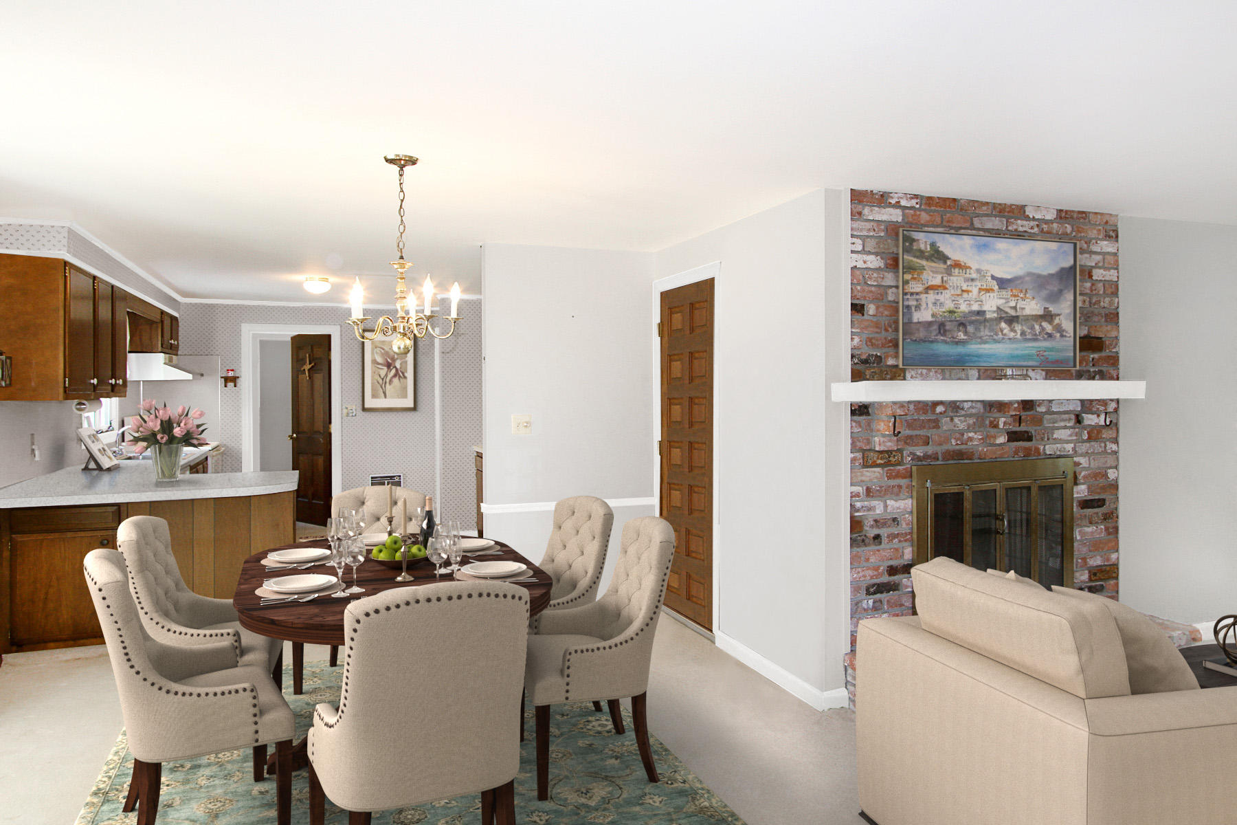 16 Seavers Road Orleans, MA 02653 - Photo 6 of 23 a view of a dining room with furniture a chandelier and wooden floor