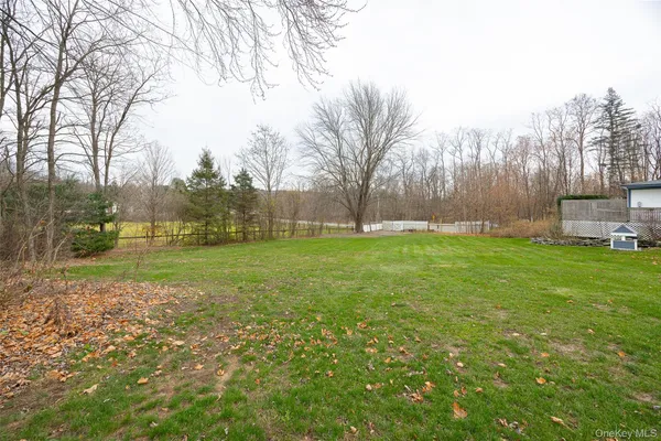 a view of a house with a small yard and a large tree