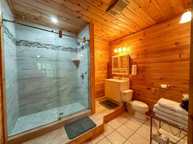 a bathroom with a shower