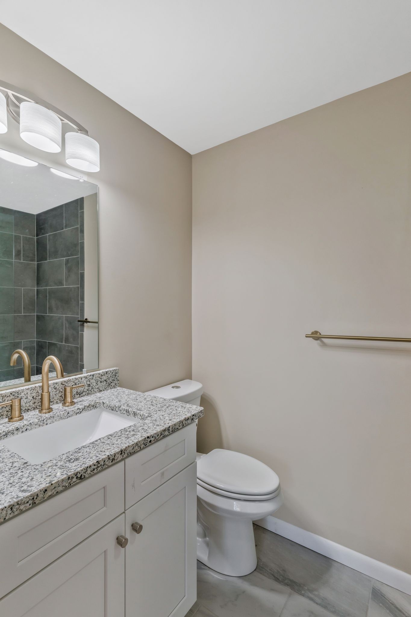 4 Hidden Acres Lebanon, TN 37087 - Photo 44 of 77 a bathroom with a granite countertop sink a toilet and a mirror