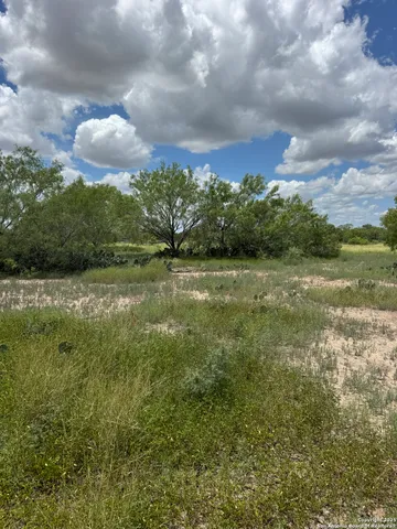 a view of a field with an ocean