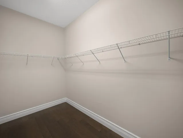 a view of a room with racks on the wall