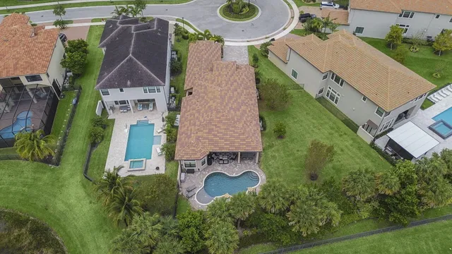 an aerial view of a house