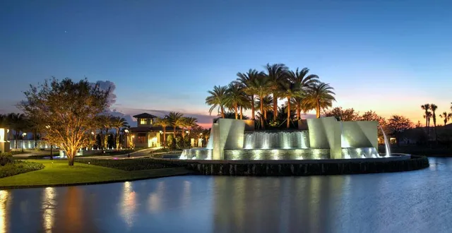 a view of swimming pool and trees