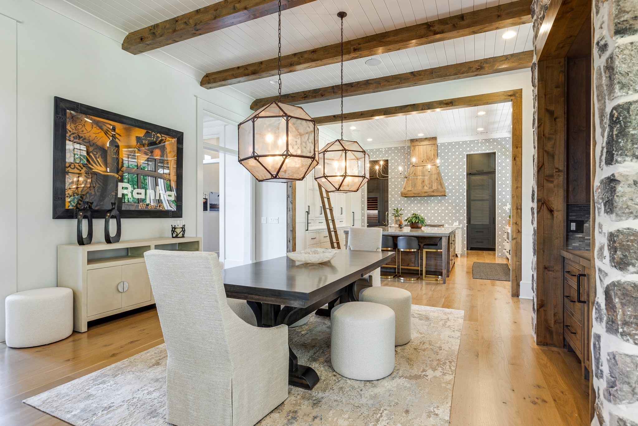 8455 Heirloom Boulevard College Grove, TN 37046 - Photo 15 of 69 a dining room with furniture a large window and a chandelier
