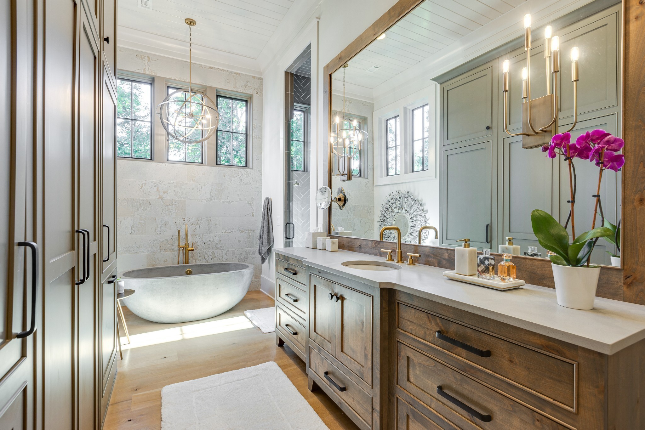 8455 Heirloom Boulevard College Grove, TN 37046 - Photo 39 of 69 a bathroom with a granite countertop sink a toilet a shower and a mirror
