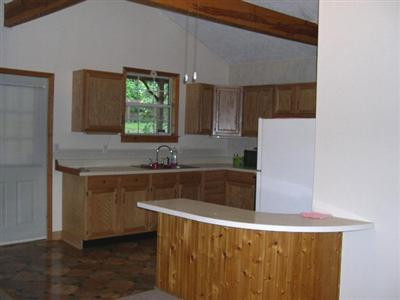 The breakfast bar in the kitchen area.