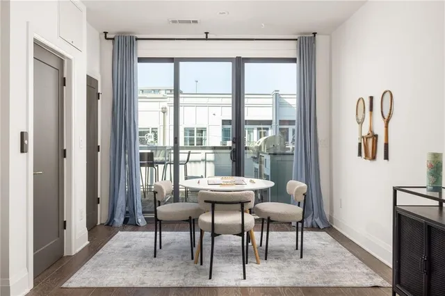 a view of a kitchen from a dining room