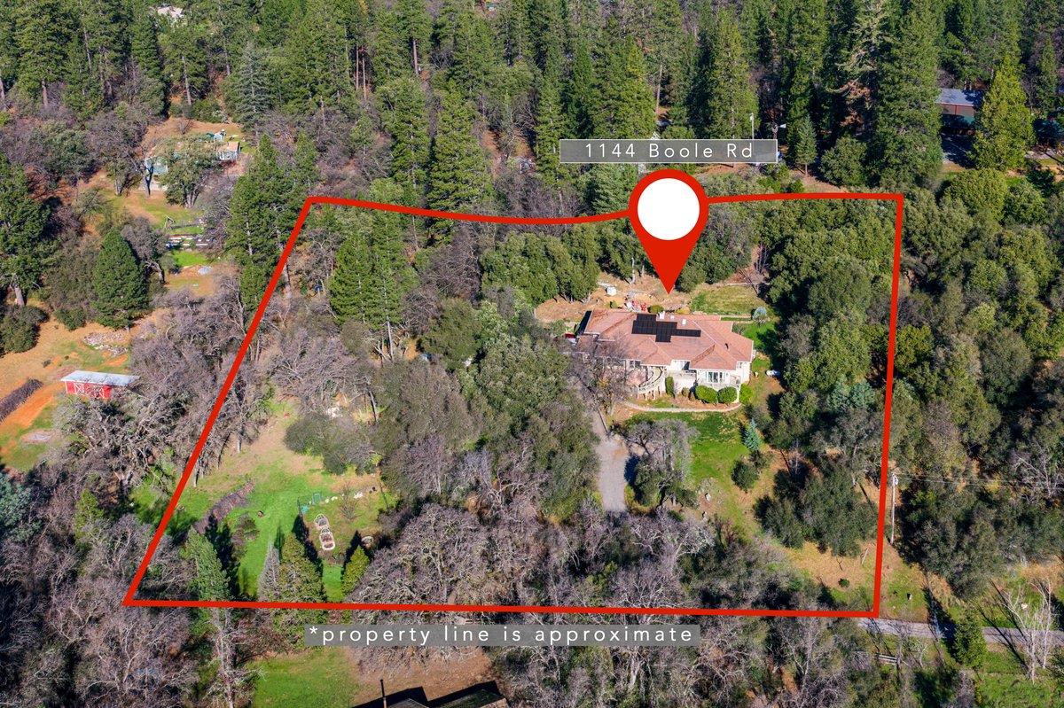 1144 Boole Road Applegate, CA 95703 - Photo 58 of 65 a aerial view of a house with a backyard and swimming pool