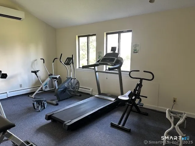 a view of a room with gym equipment