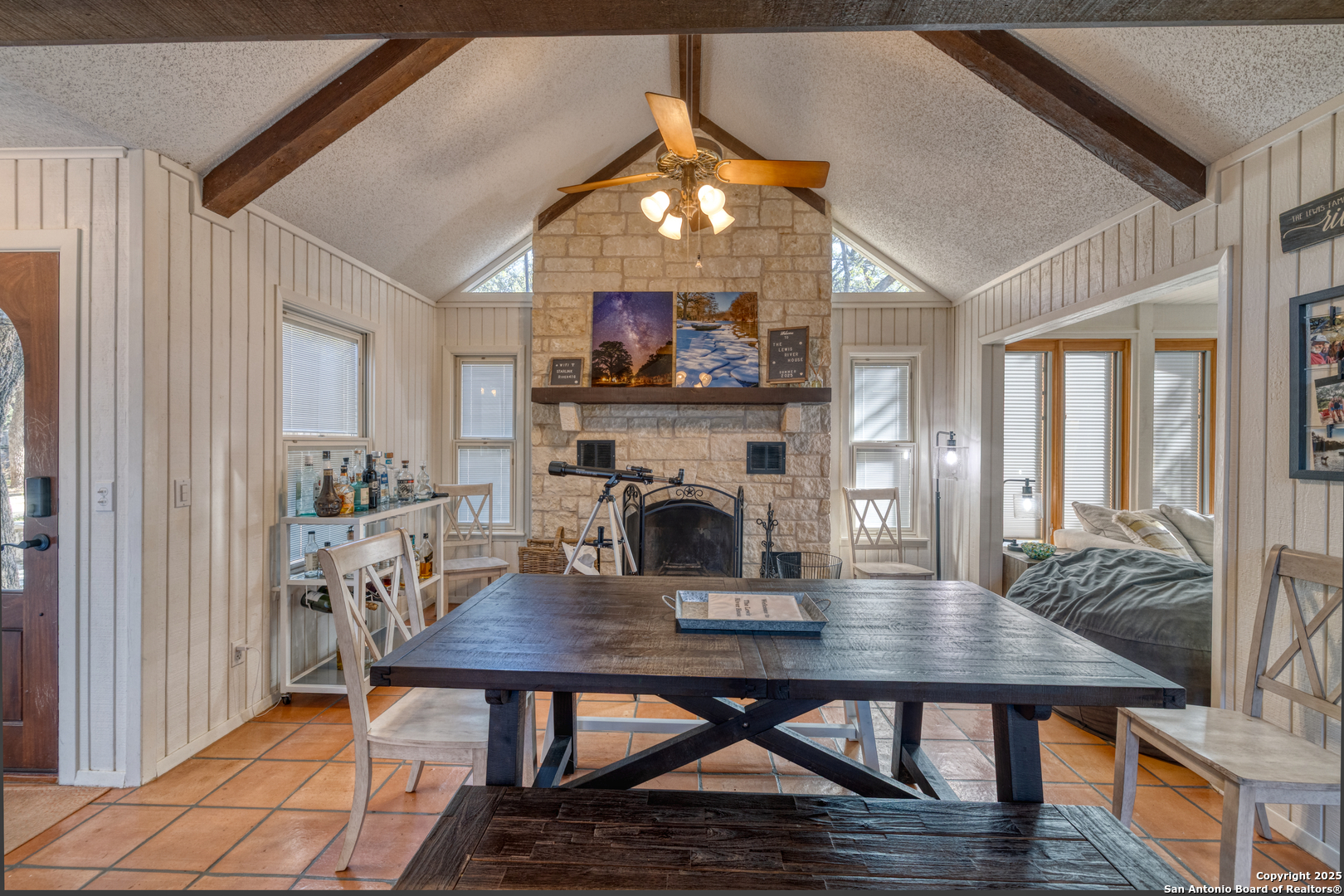 416 Cold Spring River Concan, TX 78838 - Photo 37 of 57 a view of a dining room with furniture and wooden floor