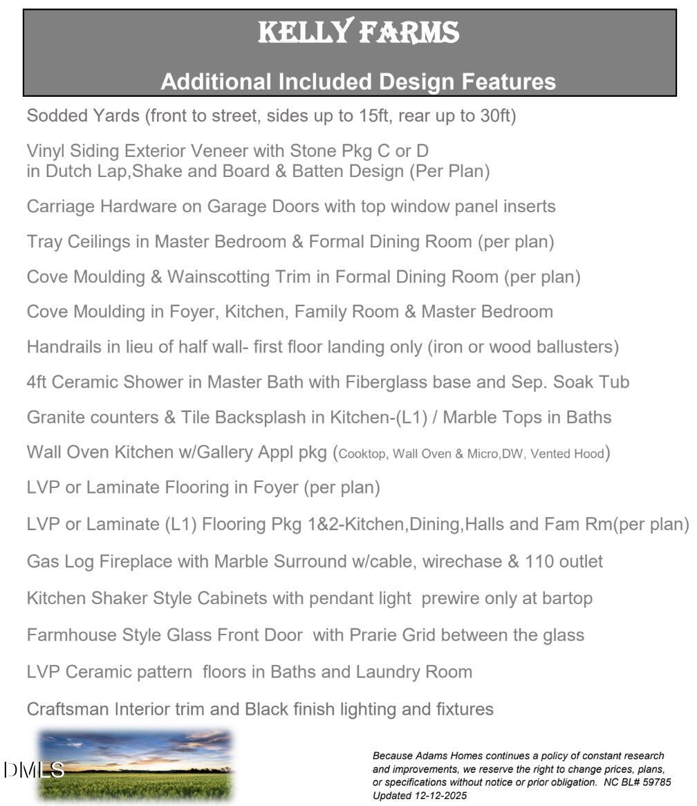 70 Galway Road Lillington, NC 27546 - Photo 36 of 41 Kelly Farms Feature Sheet