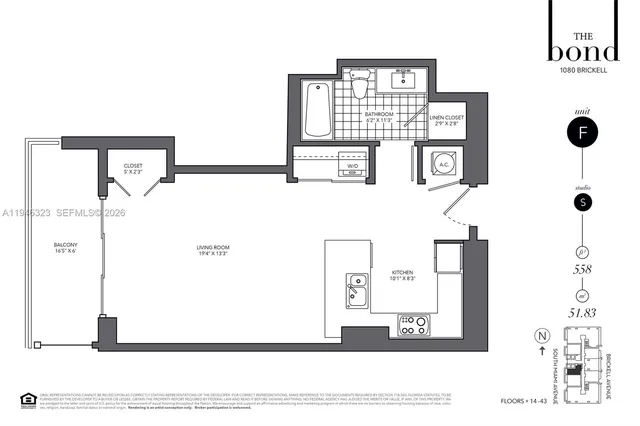 $2,750 | 1080 Brickell Avenue, Unit 1505, Miami, FL 33131