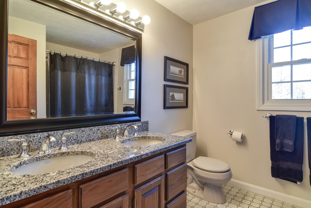 7 Gibbs Valley Path Framingham, MA 01701 - Photo 24 of 39 a bathroom with a granite countertop sink a toilet and a mirror