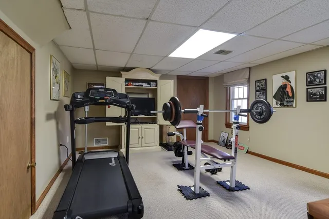 a view of a room with gym equipment