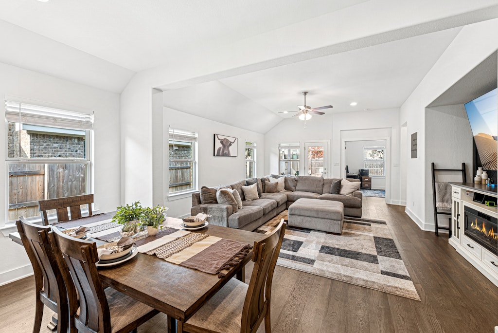 113 Wake Lane Georgetown, TX 78633 - Photo 10 of 33 a living room with lots of furniture and view of kitchen