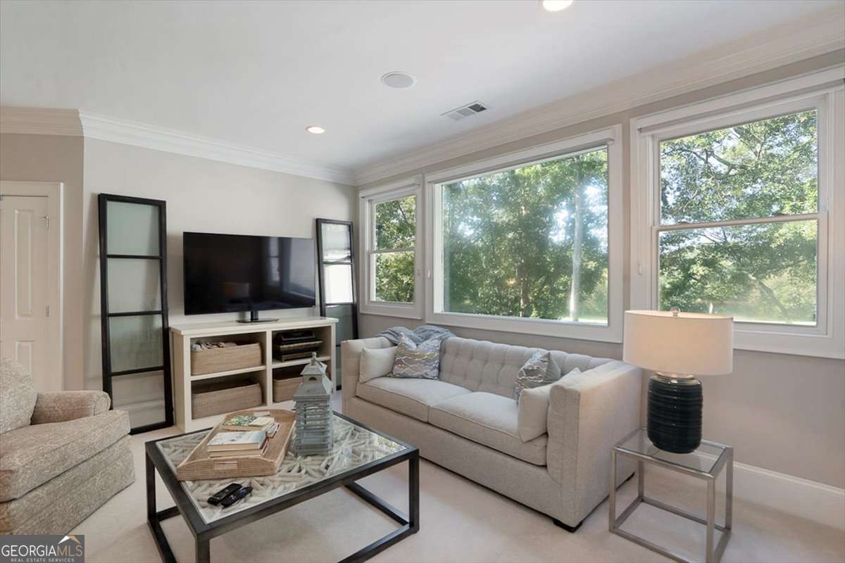711 Bluff Road Statham, GA 30666 - Photo 47 of 70 a living room with furniture a flat screen tv and a large window