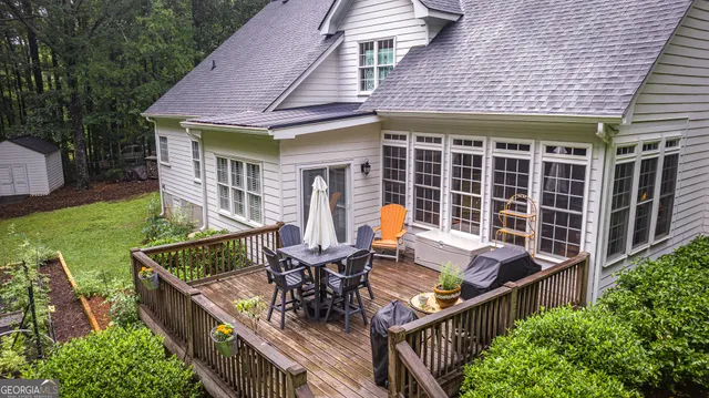 front view of a house with a patio