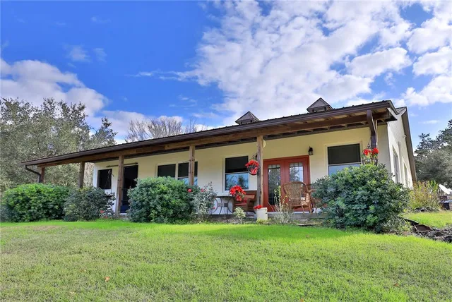 a living room with patio