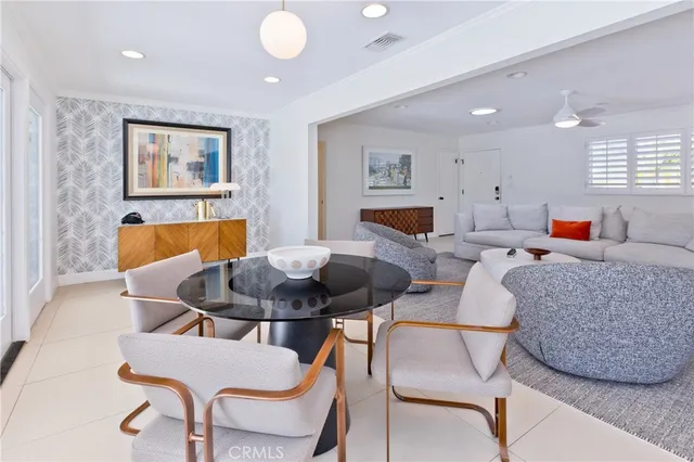 a view of a dining room and a table chair
