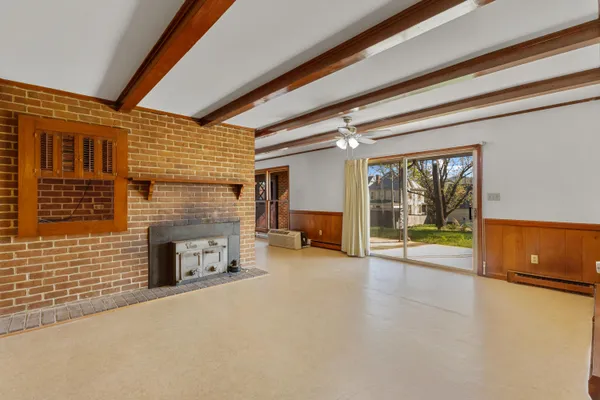 a view of a livingroom with a fireplace