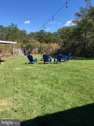 a view of a garden with an outdoor space