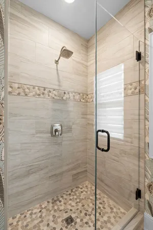 a bathroom with a shower