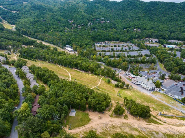 a view of a lake with a mountain in the background