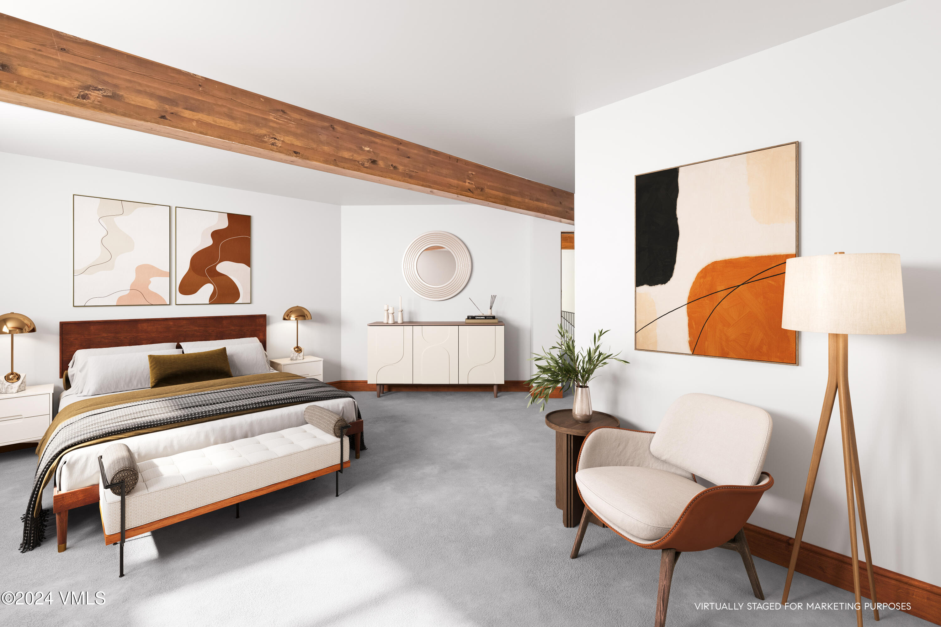 2076 Vermont Road Vail, CO 81657 - Photo 26 of 39 a bedroom with a bed and lamp