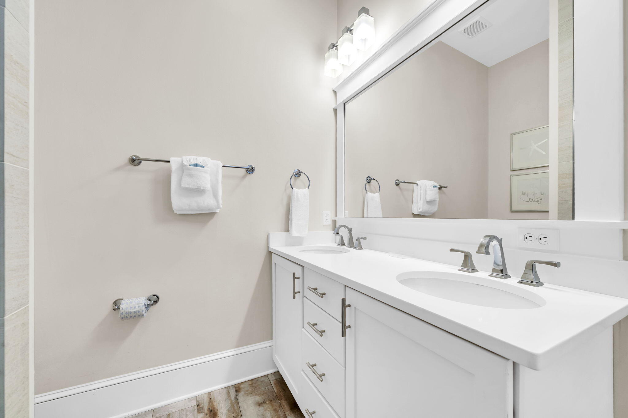 13 Eastern Lake Court Santa Rosa Beach, FL 32459 - Photo 25 of 58 a bathroom with a sink a mirror and vanity