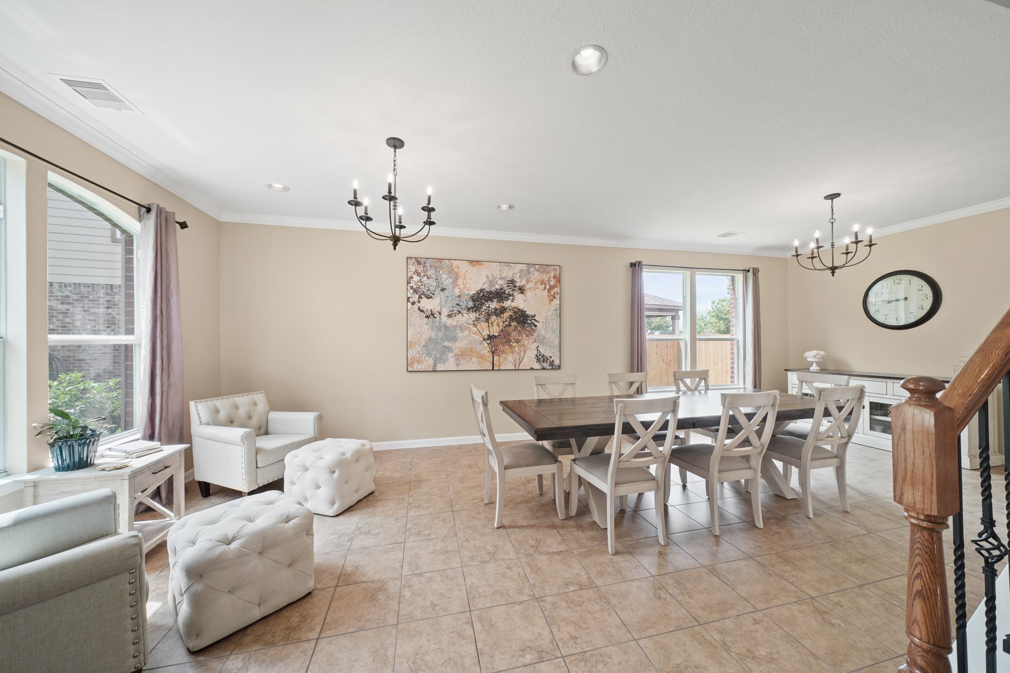 2502 J. R. Drive Manvel, TX 77578 - Photo 6 of 31 a living room with furniture a chandelier and a large window