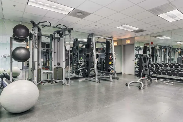 a room with gym equipment